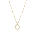 Minimalist gold titanium steel necklace featuring a micro-paved zircon letter O pendant - Gold-O