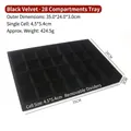 28-grid black velvet jewelry display tray with removable dividers for ring and stud - Large 28 Grids Tray