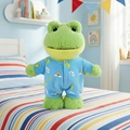 Plush frog toy in light blue pajamas with yellow moon and cloud prints for children - Green Frog with Blue Star Moon Pajamas / 28cm(0.12kg)