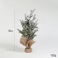Flocked mini Christmas tree with snow detail and burlap base, 32cm tabletop ornament - Style A (32cm Height)