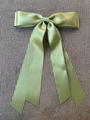 Elegant emerald green satin ribbon bow hair clip with long tails for girls - Green