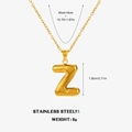 Golden chunky letter Z pendant necklace in 3D balloon style made of stainless steel - Letter Z