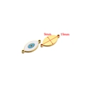 Blue and white enamel Evil Eye pendant in gold finish with 19mm x 9mm size dimensions - 9*19mm Gold Oval Evil Eye (White)