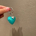 Portachiavi con cuore in resina blu tiffany e piccolo ciondolo argento per borse donna - Cuore blu