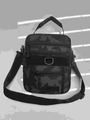 Tactical camouflage shoulder bag with multiple zippered pockets and adjustable strap - Black Scorpion Camo