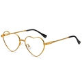Lunettes de soleil cœur en métal doré avec verres transparents et branches torsadées - Monture Dorée Verres Transparents