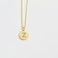 Minimalist gold necklace featuring a sparkling zircon-encrusted letter Z round pendant - Letter Z