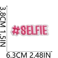 Macro shot of selfie text embroidered patch for jackets with dimensions 6.3x3.8 cm - No.12-#SELFIE Lettering