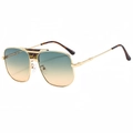 Occhiali da sole stile aviator con montatura in metallo oro e lenti sfumate blu-arancio - Montatura Oro Floreale Lente Verde Giallo