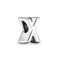 Silver letter X alphabet bead charm with heart cutout for DIY bracelets and jewelry - Letter X