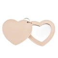 Beige heart-shaped PU leather portable makeup mirror with minimalist stitching - Beige-2