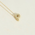 Elegant gold-plated necklace with sparkling letter P pendant in micro-pave setting - Letter P