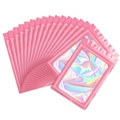 Pink holographic zip-lock jewelry bags with laser iridescent finish in a stacked arrangement - 8x13cm (50 Packs) / Pink