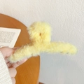 Plush light yellow shark hair claw clip in soft faux fur for autumn winter styling - Pale Yellow Plush Hair Claw