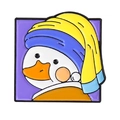 Creative enamel duck brooch inspired by the Girl with a Pearl Earring in purple - Girl with a Pearl Earring Duck Style (XZ6926)