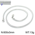 Silver 3mm wide snake chain necklace 600mm length with lobster clasp for DIY jewelry - Silver 600x3mm(KN203635-Z)