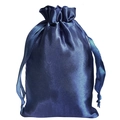 Navy blue satin silk drawstring pouch for jewelry storage with glossy luxury finish - 7*9cm / Navy Blue