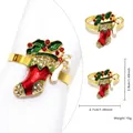 Christmas stocking napkin ring with red enamel and rhinestones for holiday tables - Christmas Stocking Style 48