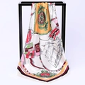 Nautical print satin square scarf featuring sailboats and anchors on white background - Sailboat Anchor Yellow (SD90-06-1)