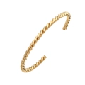 Minimalistisches, 18 Karat vergoldetes Edelstahl-Armband in gedrehter Seiloptik für Damen - Gedrehtes Seil Offener Stil / Gold