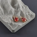 18k gold plated geometric teardrop glass charms with faceted orange-red gemstones - Gold Base Orange Red