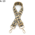 Detail of floral jacquard bag strap with gold metal lobster clasps and embroidery - A-10 Khaki Yellow Black