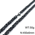 Hip-Hop schwarze geflochtene Stahlkette 450x6mm 50g mit Karabinerverschluss - Halskette 45cm / Schwarz