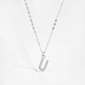 Sparkling S925 sterling silver necklace featuring a letter U pendant with pavé zircons - 925 Silver / Letter U
