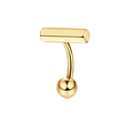 Piercing ombelico dorato con design rettangolare e una sfera di metallo lucido - Stile 32