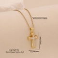 Goldene Kreuzkette mit weißem Muscheleinleger und 40+5cm Kette aus Kupfer-Edelstahl - 7# Kreuz