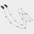 Zilveren vlinder haarketting met kwastjes hangers en zwarte BB-clips op witte basis - Vlinder Lange Kwast Haarketting / Zilveren Paar (FJ0212)