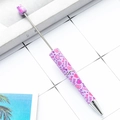 DIY beadable pen featuring pink and purple heart patterns with LOVE text engraving - Valentine's Day Model A-Purple