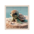 Educational wooden baby turtle jigsaw puzzle with cute 3D cartoon animal design - Sea Turtle