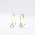 Orecchini a goccia in argento sterling S925 a forma di magnolia con ganci dorati e petali - Orecchini a fiore di magnolia / Argento 925