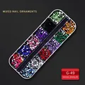 12-grid nail art kit featuring multi-color rectangular gems and mixed ornaments - G-49 Style (Colorful Rectangular Metallic Luster Sheets)