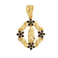Baroque gold-plated Virgin Mary pendant with black flower crystal charms for necklaces - M291121-Black-Gold Virgin Black Stone