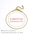 Polished 18K gold-plated stainless steel chain bracelet with adjustable 5cm extender link - Hammered Round Style / 1mm Wide (17+5cm) / Gold
