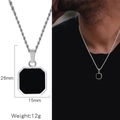 Collana da uomo con ciondolo ottagonale nero geometrico con catena a fune e dimensioni - Pendaglio Ottagonale Nero + Catena a Corda(HN0138S0201)