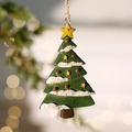 Christmas tree resin ornament with white snow, red dots and a star on top hanging by rope - Style M: Christmas Tree