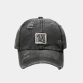 Gorra de béisbol vintage gris carbón lavado con bordado MARIA y detalles desgastados - Ajustable / Negro