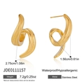 Pendientes de aro en espiral minimalistas en acero inoxidable dorado 18K de 2,75x1,56 cm - Dorado