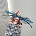 Occhiali da sole ovali in metallo argento con strass a cuore blu e lenti grigie - Montatura Argento Strass Blu Lenti Blu