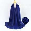 Solid navy blue pearl chiffon headscarf elegantly draped on a mannequin with texture detail - Dark Blue