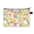 Floral print makeup bag with colorful flowers and green leaves on beige fabric - EU 27