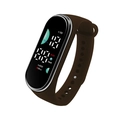 Brown silicone strap waterproof sports smart watch with black digital display screen - Coffee