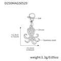 Silver stainless steel octopus pendant with zircon stones and lobster clasp detail - Octopus Zirconia Charm (1pc) / Steel