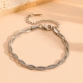 Detail of silver multi-strand braided stainless steel bracelet with lobster clasp - Steel Color Braided Bracelet (I811)