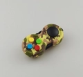 Close-up of a camouflage fidget pad with colorful buttons and joystick on white backdrop - Camouflage Green with OPP Bag and String