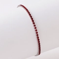 Verstellbares silbernes Tennisarmband mit runden roten Zirkonia-Steinen im Krallensatz - Silber Rot Zirkonia