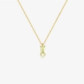 Elegant gold S925 silver necklace with rectangular light green gemstone pendant - Grass Green